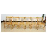1263	SET OF 6 CONTEMPORARY STYLE ARROW BACK PLANK SEAT CHAIRS, 2 ARM AND 4 SIDE
