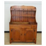 1274	PINE HOODED COPPER LINED DRY SINK WITH 4 DRAWERS AND 2 DOORS, SOME LOSS TO TRIM, APPROXIMATELY 