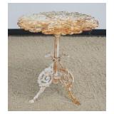 1276	ANTIQUE CAST IRON PATIO TABLE WITH HEART SHAPED GRAPE VINES AND GRAPES, APPROXIMATELY 22 IN X 2
