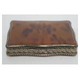 1016	ANTIQUE HINGED CALLING CARD BOX W/800 SILVER BORDER, APPROXIMATELY 3 IN X 2 1/2 IN X 1/2 IN