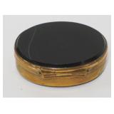 1018	ANTIQUE AGATE OVAL HINGED BOX W/BRONZE BORDER, APPROXIMATELY 1 3/4 IN X 2 1/4 IN X 3/4 IN