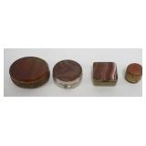 1019	GROUP OF 4 ASSORTED AGATE HINGED BOXES, LARGEST APPROXIMATELY 2 IN X 2 IN