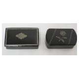 1024	ANTIQUE BLACK LACQUERED SNUFF BOXES, LARGEST APPROXIMATELY 2 1/4 IN X 1 1/2 IN X 1/2 IN