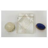 1026	MOTHER OF PEARL CARD CASE, SNUFF BOX & CLOISONNE TOP SNUFF BOX, LARGEST APPROXIMATELY 3 1/2 IN 