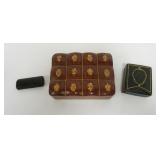 1028	GROUP OF ASSORTED TOOLED LEATHER ITALIAN BOXES, LARGEST APPROXIMATELY 6 IN X 5 IN X 2 IN HIGH