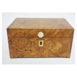 1030	ANTIQUE BURLWOOD TRINKET BOX, APPROXIMATELY 6 IN X 5 IN X 4 IN HIGH