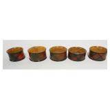 1036	SCOTTISH TARTANWARE KNAPKIN RINGS, GROUP OF 5 ASSORTED, LARGEST APPROXIMATELY 2 IN