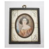 1052	FRENCH MINIATURE PORTRAIT OF WOMAN, APPROXIMATELY 5 IN X 6 IN OVERALL