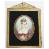 1053	FRENCH MINIATURE PORTRAIT OF WOMAN, APPROXIMATELY 4 IN X 5 IN OVERALL