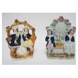 1077	ANTIQUE STAFFORDSHIRE FIGURES, COURTING SCENES, EACH APPROXIMATELY 8 1/2 IN HIGH