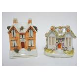 1084	ANTIQUE STAFFORSHIRE HOUSE BANK & INCENSE BURNER, APPROXIMATELY 4 1/2 IN HIGH