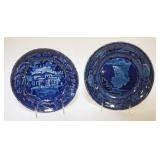 1085	HISTORICAL BLUE TRANSFER STAFFORDSHIRE PLATES, ADAMS *VILLA IN REGENTS PARK* & WOOD *FALL OF MO