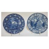 1088	HISTORICAL BLUE TRANSFER STAFFORDSHIRE PLATES, *BOSTON STATE HOUSE* & RIDGWAY *CITY HALL NEW YO