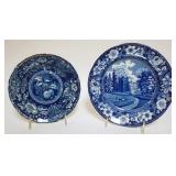 1092	HISTORICAL BLUE TRANSFER STFFORDSHIRE PLATES, A STEVENSON *FALKBOURN HALL* LARGEST APPROXIMATEL