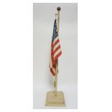 1102	VINTAGE FOLK ART AMERICAN FLAG ON STAND, APPROXIMATELY 35 IN HIGH