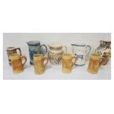 1122	GROUP OF ASSORTED STONEWARE & CERAMIC PITCHERS & MUGS, TALLEST APPROXIMATELY 10 IN X 7 IN X 6 I