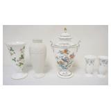 1133	GROUP OF ASSORTED WEDGWOOD VASES, WILD STRAWBERRY, CLASSIC GARDEN, KUTANI CRANE, LARGEST APPROX
