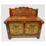 1155	LACQUERED ASIAN STYLE DOUBLE DOOR TABLE TOP CABINET, IMAGES OF FOO DOGS & DRAGON, APPROXIMATELY