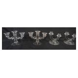 1159	ASSORTED CANDELABRAS INCLUDING CAMBRIDGE GLASS CANDELABRA & FOSTORIA ROMANCE DOUBLE TIER, TALLE