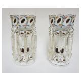 1172	PAIR OF CASED RUBY GLASS LUSTERS, EACH APPROXIMATELY 12 IN HIGH