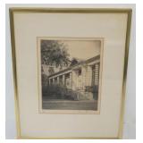 1180	FRAMED & MATTED PRINT OF BUILDING EXTERIOR, ARTIST SIGNED & NUMBERED, APPROXIMATELY 12 IN X 15 