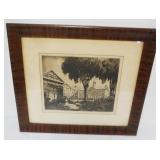 1181	FRAMED & MATTED PRINT OF BUILDING EXTERIOR, ARTIST SIGNED, APPROXIMATELY 21 IN X 24 IN OVERALL