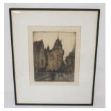 1182	FRAMED & MATTED PRINT OF CASTLE, ARTIST SIGNED, APPROXIMATELY 19 IN X 24 IN OVERALL