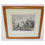 1185	FRAMED & MATTED PRINT *THE STRUGGLE ON CONCORD BRIDGE* APPROXIMATELY 24 IN X 22 IN OVERALL