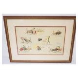 1193	FRAMED & MATTED PRINT OF MULTIPLE IMAGES OF A BULLFIGHT, APPROXIMATELY 22 IN X 16 IN OVERALL