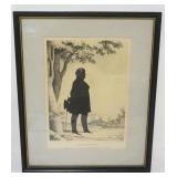 1195	FRAMED & MATTED LITHOGRAPH, SILHOUETTE ALEXANDER MACOMB BY EC KELLOG, APPROXIMATELY 17 IN X 21 