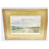 1206	WG FITZSIMONS SIGNED WATERCOLOR FRAMED UNDER GLASS, LANDSCAPE, ANNOTATED ON BACK *NEAR PORT ERI