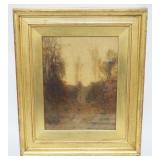 1207	HARRY HINE WATERCOLOR LANDSCAPE FRAMED UNDER GLASS, ARTIST SIGNED, APPROXIMATELY 14 3/4 IN X 18