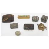 1229	GROUP OF ASSORTED TINKET BOXES INCLUDING JAPANESE LAQUERED AND MOSAIC BOX, LARGEST APPROXIMATEL