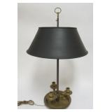 1248	BRASS BOUILLOTTE TABLE LAMP, ADJUSTABLE WITH TIN SHADE, APPROXIMATELY 25 IN H