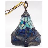 1250	TIFFANY STYLE STAIN GLASS HANGING *DRAGONFLY* LAMP, APPROXIMATELY 14 IN H