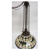 1251	LARGE TIFFANY STLE STAIN GLASS HANGING BELL SHAPED DOME, APPROXIMATELY 23 IN X 40 IN