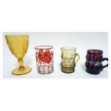 1253	GROUP OF COLONIAL GLASS, GOBLET, MUGS AND TUMBLER, LARGEST PIECE APPROXIMATELY 6 IN H