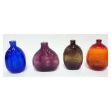 1255	GROUP OF ASSORTED COLORED BLOWN GLASS FLASKS, LARGEST APPROXIMATELY 6 IN
