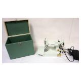 1261	NICE CLEAN WHITE SINGER FEATHERWEIGHT SEWING MACHINE IN CASE, APPROXIMATELY 13 IN X 9 IN X 11 I