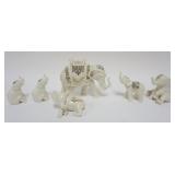 1012	LENOX CHINA JEWELS COLLECTION CA 1990S, GROUP OF 6 ELEPHANT  FIGURES ,  TALLEST APPROXIMATELY 8