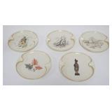 1026	LENOX CHINA CATCH ALLS, 5 CATCH ALLS ASH TRAYS WITH ASSORTED IMAGES, ONE WITH WOODEN INDIAN FOR
