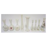1032	LENOX CHINA 9 ASSORTED BUD VASES INCLUDING SERENADE AND ROSE MANOR, TALLEST APPROXIMATELY 7 IN
