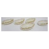 1041	5 VINTAGE LENOX CHINA ANCANTHUS LEAF BOWLS HAND DECORATED  WITH 24K GILT RIMS, APPROXIMATELY  9