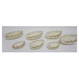 1042	7 VINTAGE LENOX CHINA ANCANTHUS LEAF BOWLS HAND DECORATED  WITH 24K GILT RIMS, 3 SIZES AND 3 GR