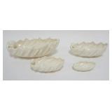 1044	VINTAGE LENOX CHINA ANCANTHUS LEAF BOWLS , NEST OF 4  ALL GREEN MARKED, LARGEST APPROXIMATELY  