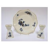 1046	LENOX CHINA PAGODA SERVER PLATE WITH MATCHING CANDLESTICKS, PLATE APPROXIMATELY 12 IN
