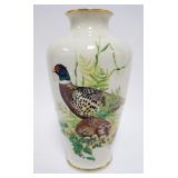 1060	LENOX CHINA GAME BIRD VASE *RING NECKED PHEASANT*, ARTIST SIGNED, LTD EDITION, VAL ROY GERISCHE