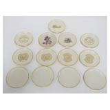 1063	LENOX CHINA, GROUP OF 13-4 1/4 IN CUSTOM PLATES AND BLANKS