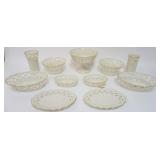 1072	LENOX CHINA GROUP OF 11 PIERCED CHINA INCLUDING COMPOTE, BASKETS, PLATES AND VASES, TALLEST APP