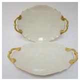 1073	LENOX CHINA LARGE GILT RIMMED DOUBLE HANDLED SERVING TRAYS, APPROXIMATELY 16 1/4 IN X 12 IN X 3